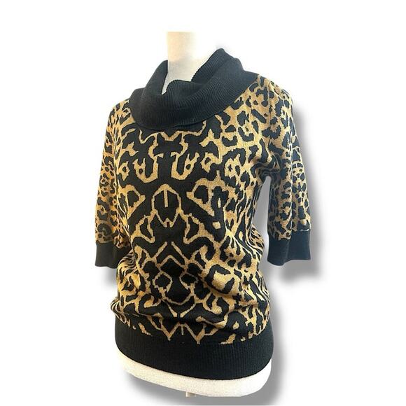 PREMISE Leopard Print Cowl Neck Sweater SZ L - Picture 7 of 12